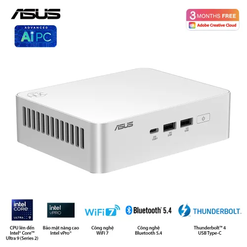 Máy tính Mini PC ASUS NUC 15 PRO+ NUC15CRS| Ultra 5 225H | 2xDDR5 | INTEL ARC GPU | 2xNVMe | 2xHDMI | 2xTHUNDERBOLT | WIFI7 BE201 | RJ45 | nOS | RNUC15CRSU500000I